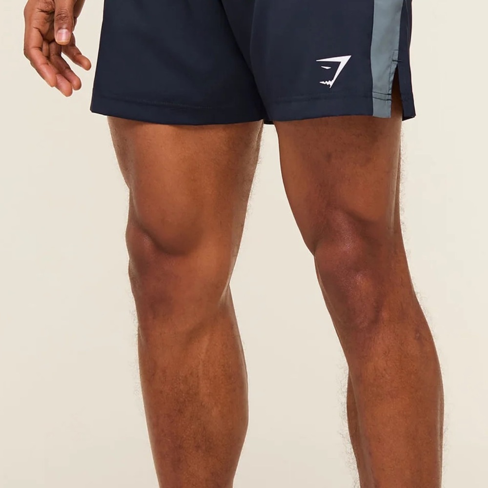 Gym-shark Men's Navy Shorts with Gray Side Panel 3 PAIR BUNDLE